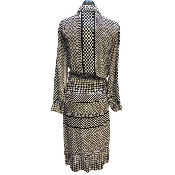 NWT Le Superbe Black & White Checked Silk Button-up Dress Size 6 - Picture 2 of 8